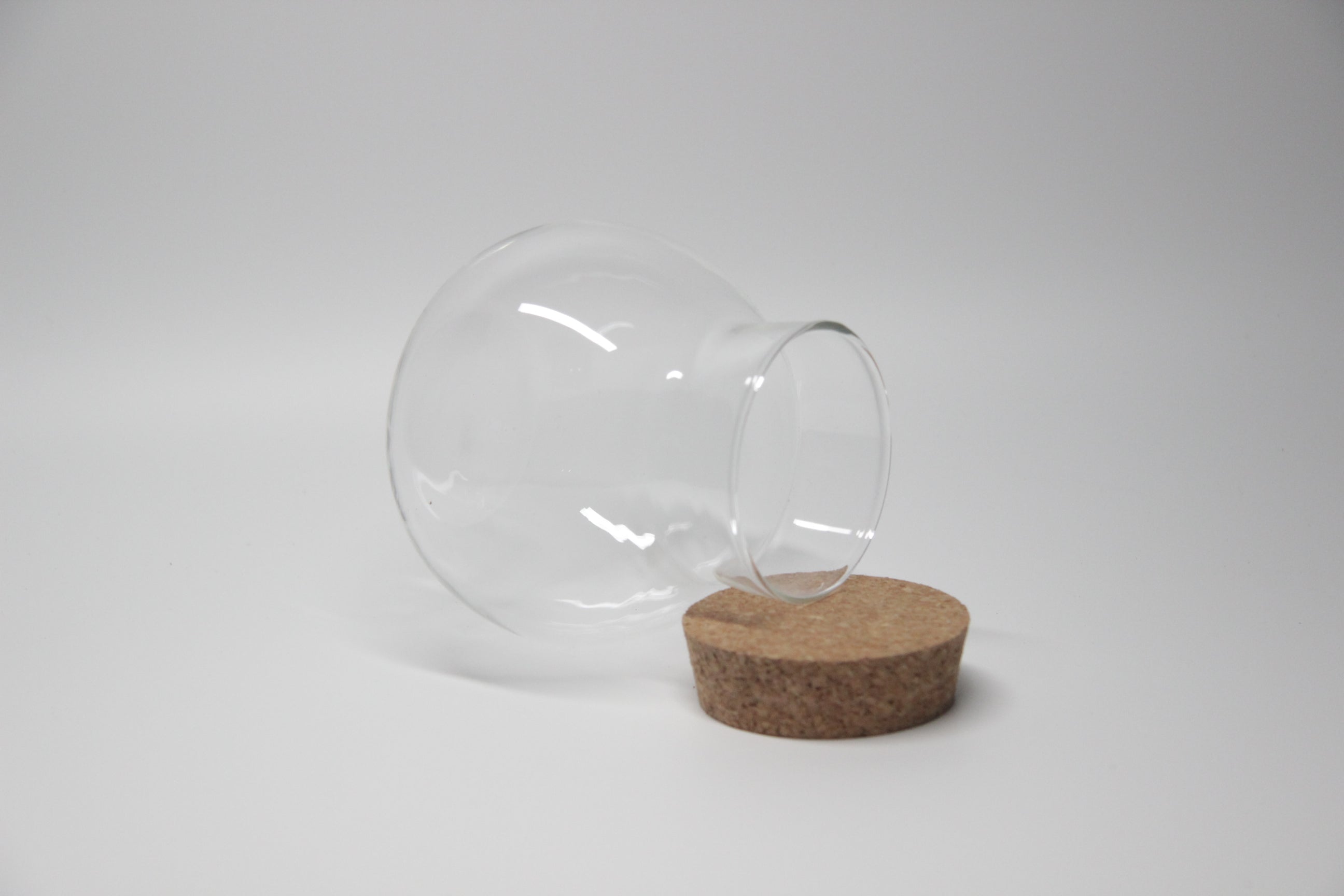 Glass Globe Terrarium Jar with Cork Lid - open